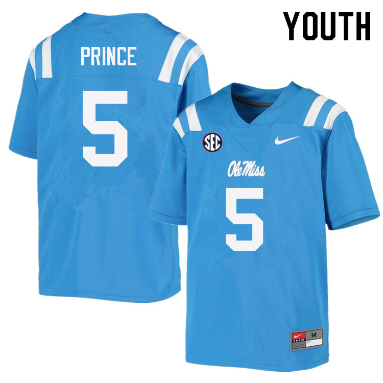 Deantre Prince Ole Miss Rebels NCAA Youth Powder Blue #5 Stitched Limited College Football Jersey WDM1158SH